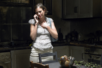 Woman crying on the phone